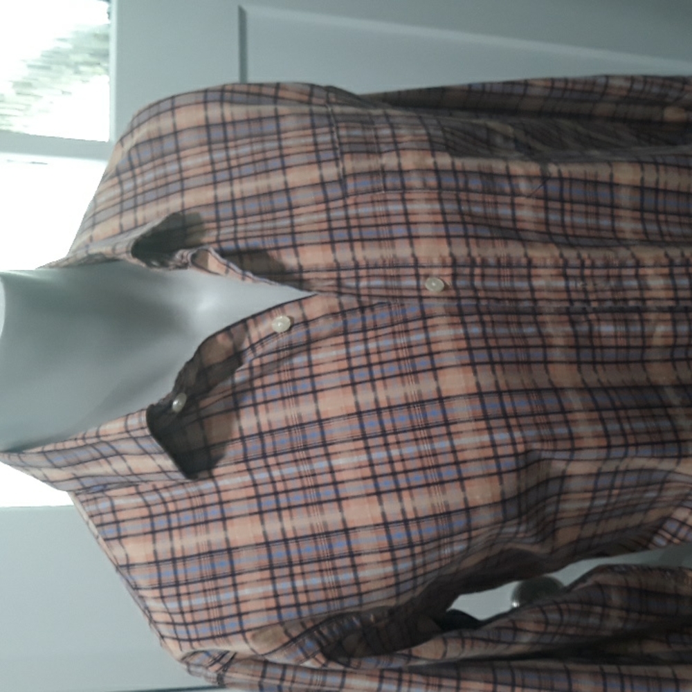 Born mens brown and blue plaid cotton shirt. Medium
